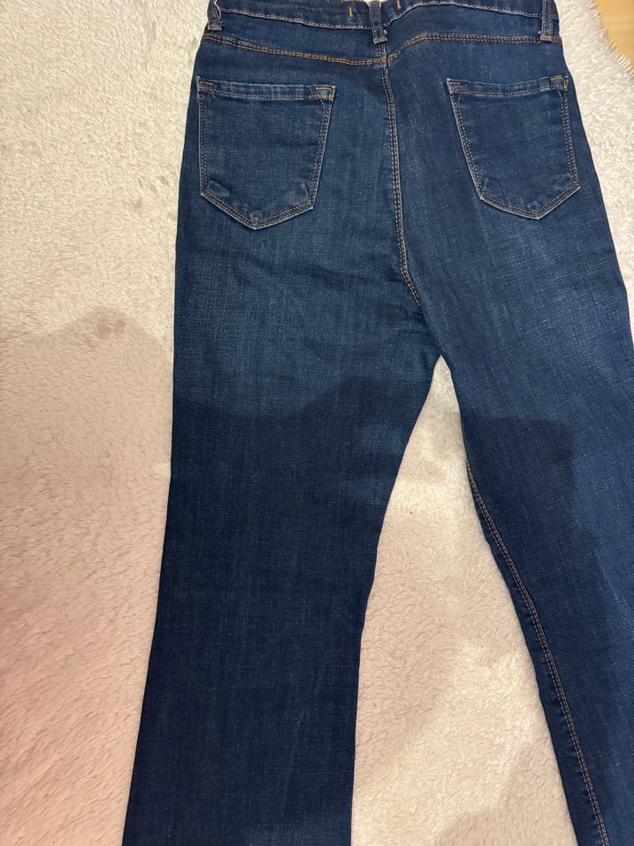 Kadın Lacivert Kürklü Denim Pantolon - Görsel 2