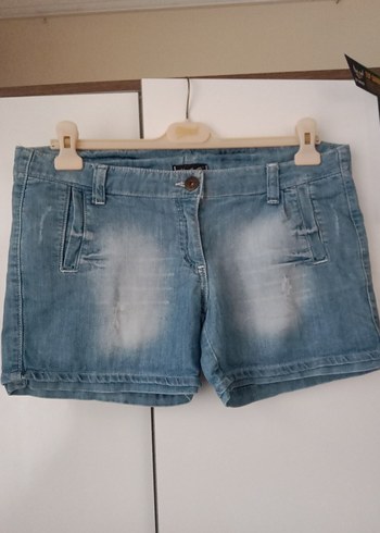 Gri Tonlu Mavi Kadın Denim Mini Şort