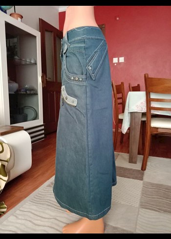 Diğer Diger Gri Uzun Kot Etek Kemerli
