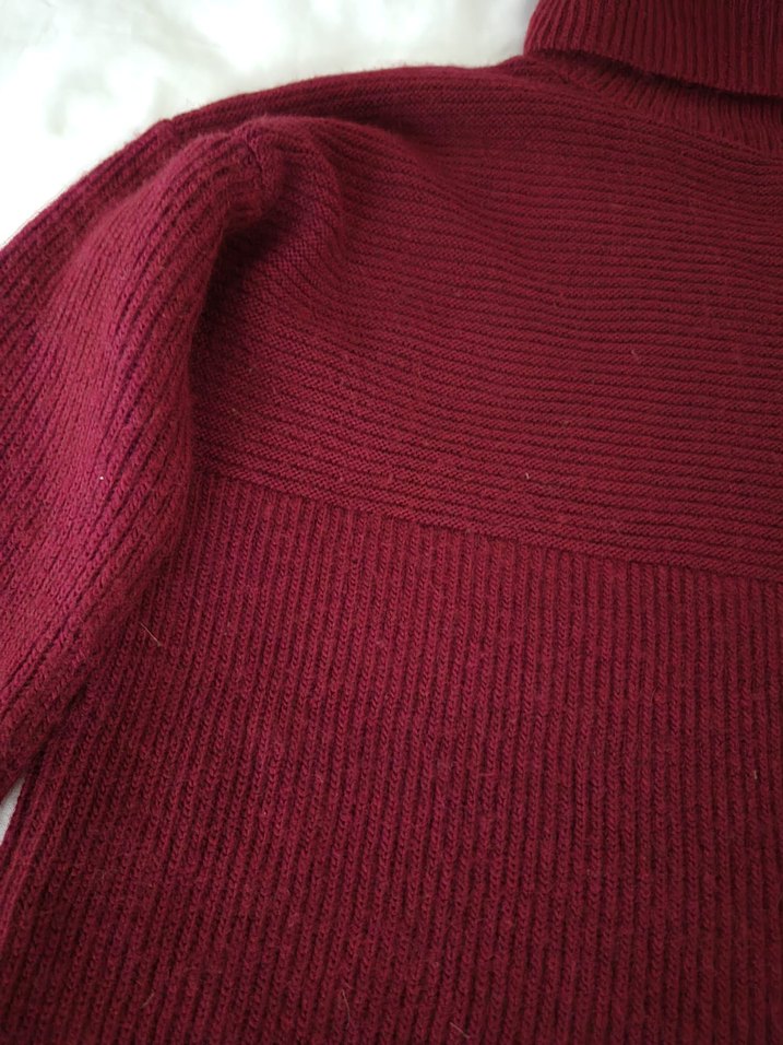 Bordo Kadın Boğazlı Örgü Yün Kazak - Görsel 4