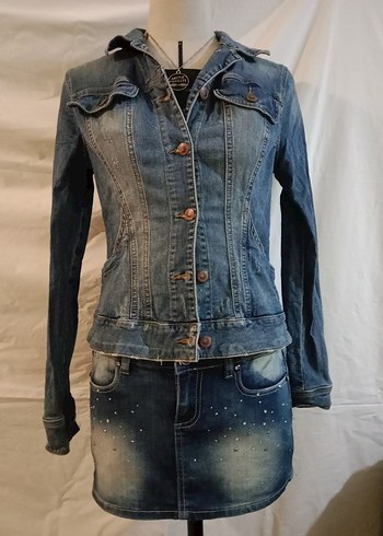y2k  vintage  cep detaylı dar denim ceket - Görsel 2