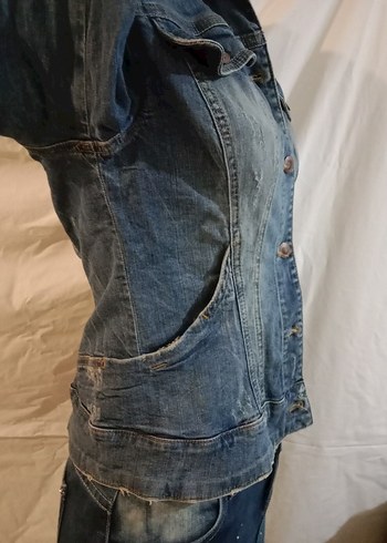 y2k  vintage  cep detaylı dar denim ceket - Görsel 5