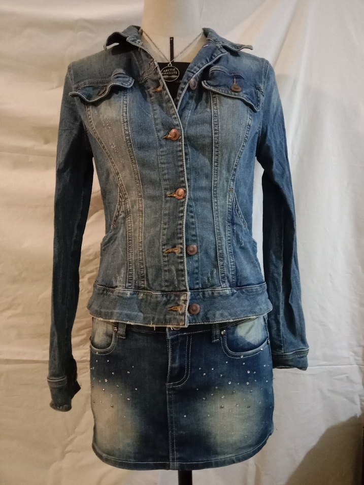 y2k  vintage  cep detaylı dar denim ceket - Görsel 2