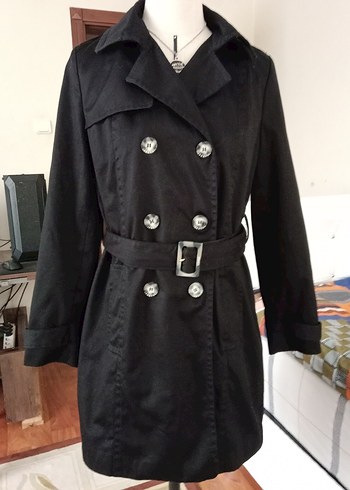 Kemerli Siyah Kadın Trençkot - Görsel 6