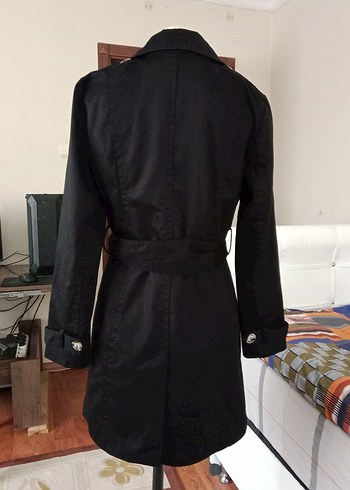 Kemerli Siyah Kadın Trençkot - Görsel 5