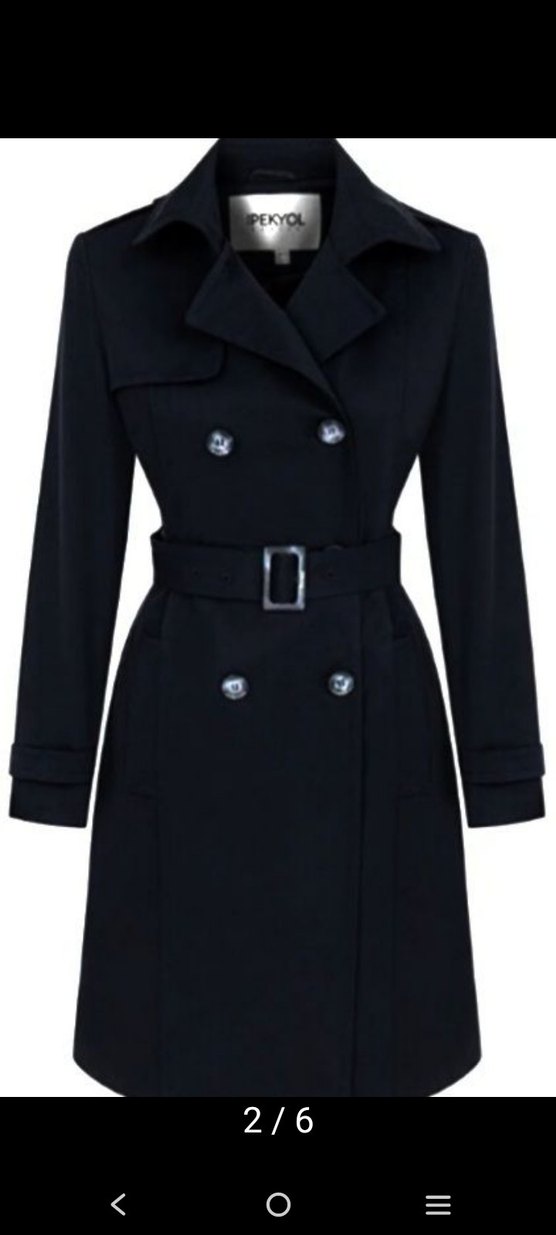 Kemerli Siyah Kadın Trençkot - Görsel 2