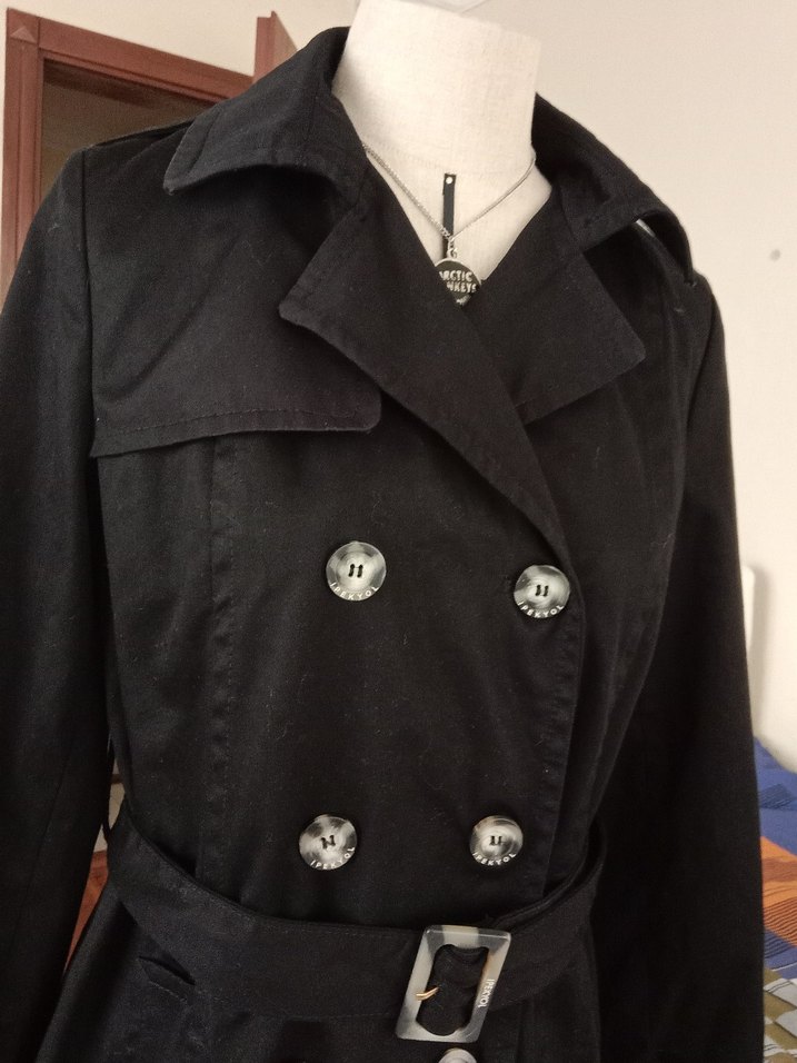 Kemerli Siyah Kadın Trençkot - Görsel 4