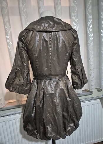 Kahverengi Midi Kadın Trençkot, Düğmeli ve Gevşek Kesim - Görsel 8