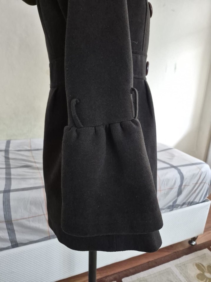 Kadın Çift Düğmeli Kışlık Kaban Vintage Military - Görsel 3