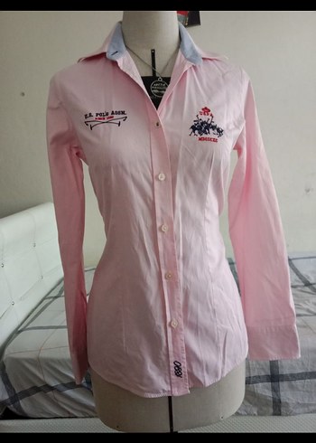 Pembe Uzun Kollu Düğmeli Kadın Gömlek - Görsel 2