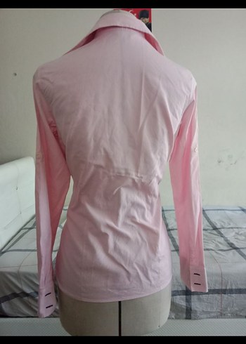 Pembe Uzun Kollu Düğmeli Kadın Gömlek - Görsel 5