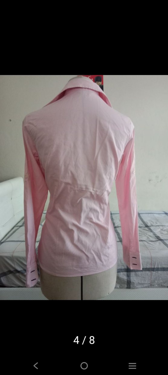 Pembe Uzun Kollu Düğmeli Kadın Gömlek - Görsel 5