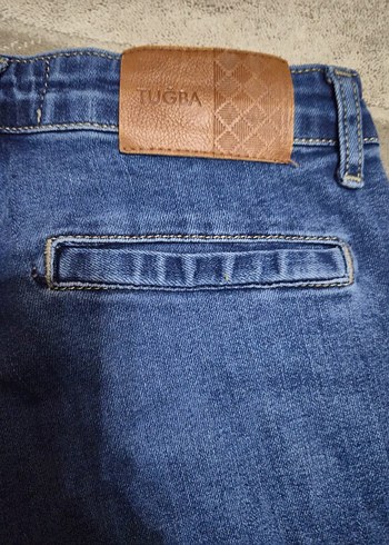 Kadın Lacivert Kemerli Regular Fit Kot Pantolon - Görsel 5