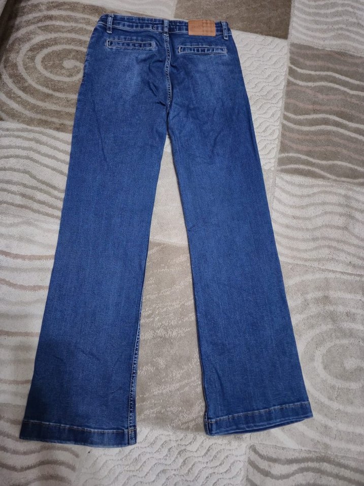 Kadın Lacivert Kemerli Regular Fit Kot Pantolon - Görsel 2