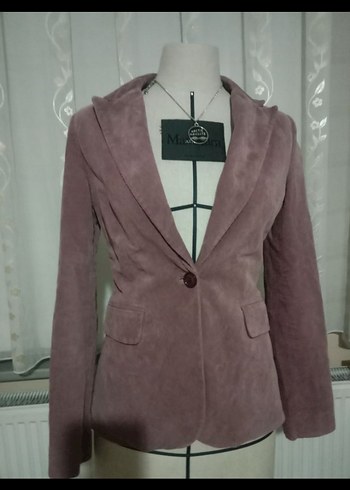 Darc Pink Vücuda Oturan Kadife Kadın Blazer Ceket - Görsel 2