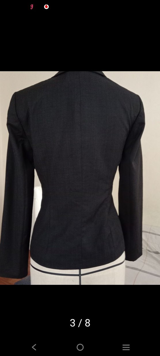 y2k Vücuda Oturan Çizgili İnce Yün Blazer Ceket - Görsel 2