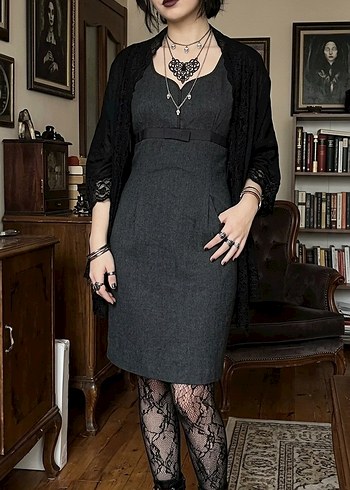 Killstar Wihimsi Goth Gotik Vintage Dantel Detay Midi Elbise