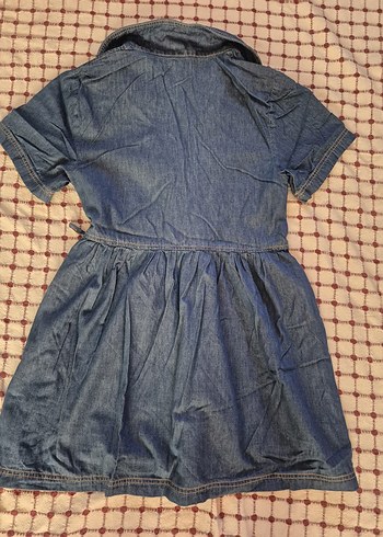 Kemerli Kısa Kollu Midi Kot Elbise - Görsel 5