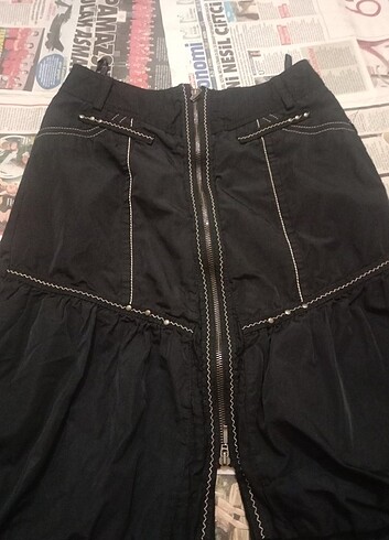 Von Dutch Biba gotik punk önden fermuarlı düşük bel vintage