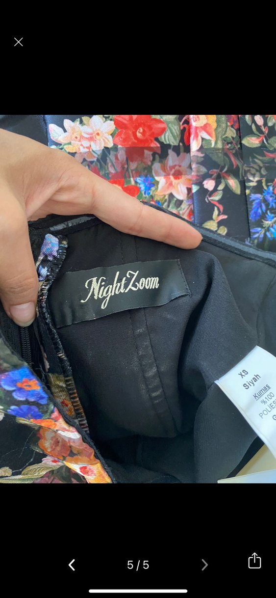 Çiçek Desenli Straplez Midi Elbise - Görsel 2