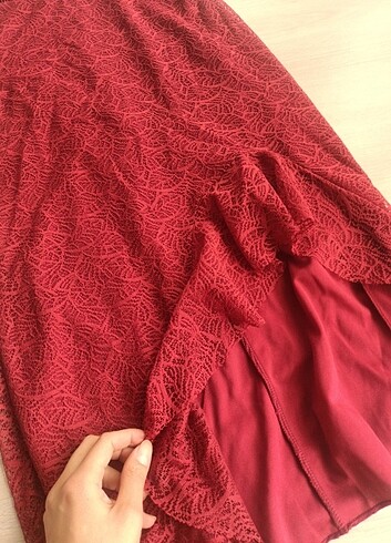 xs Beden bordo Renk Dantelli elbise
