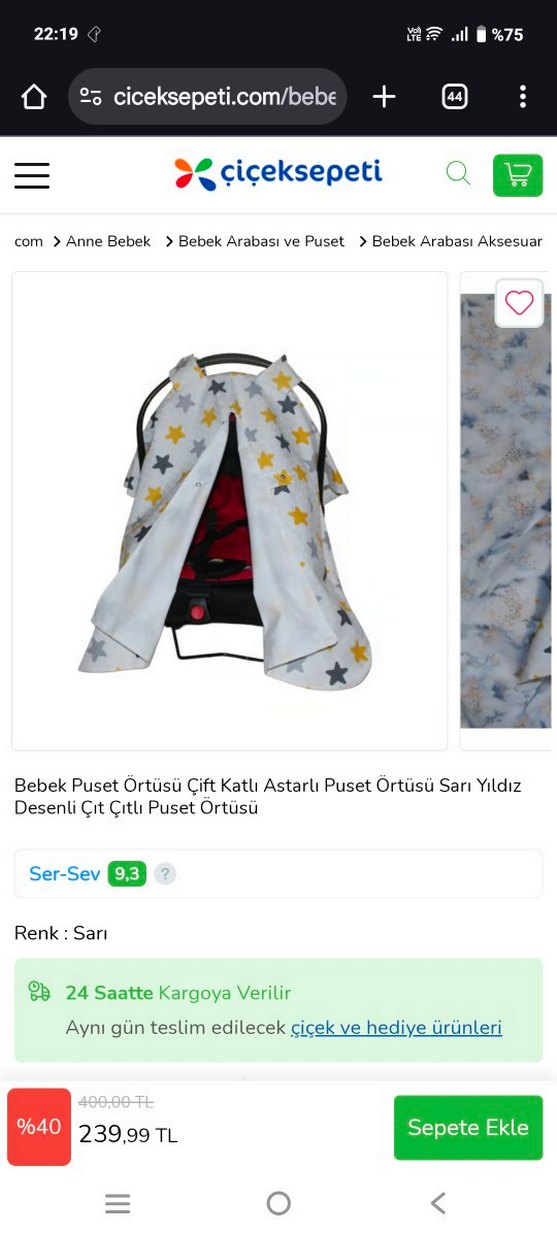 Yıldız Desenli Puset Örtüsü - Görsel 3