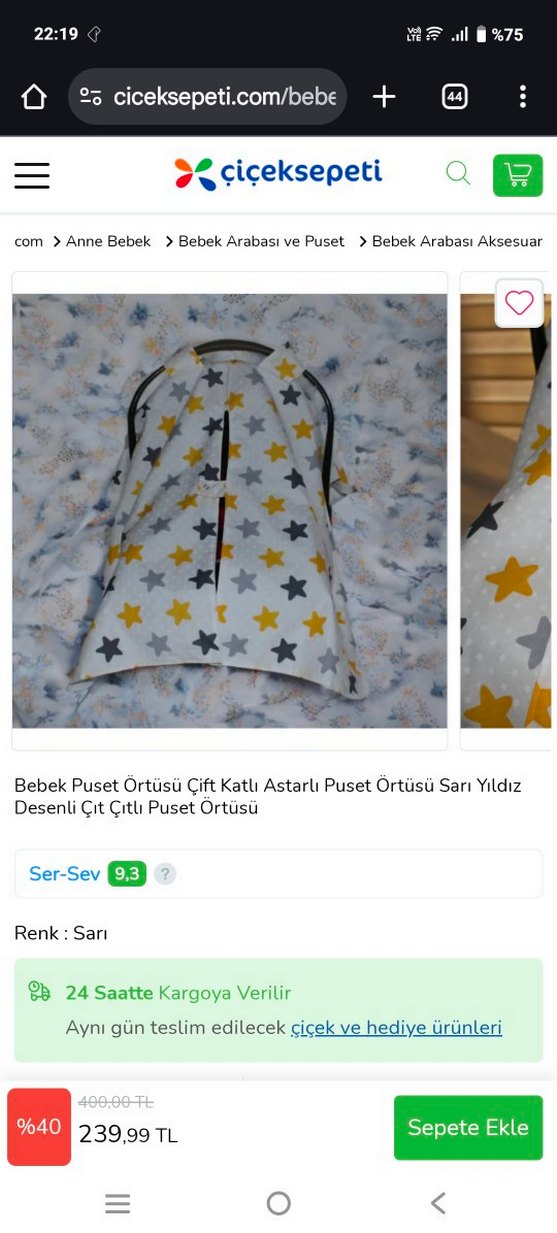 Yıldız Desenli Puset Örtüsü - Görsel 4