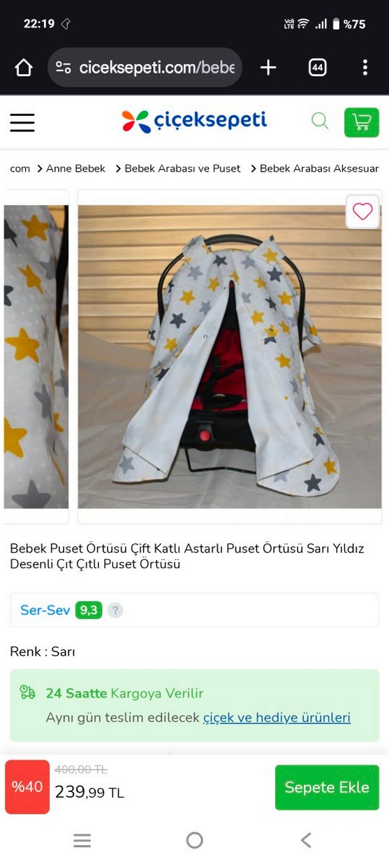 Yıldız Desenli Puset Örtüsü - Görsel 5