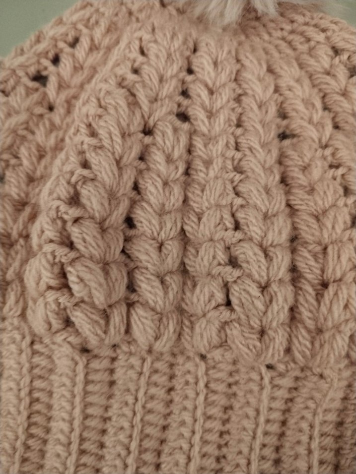 Gül Kurusu Örgü Kadın Bere Ponponlu - Görsel 2