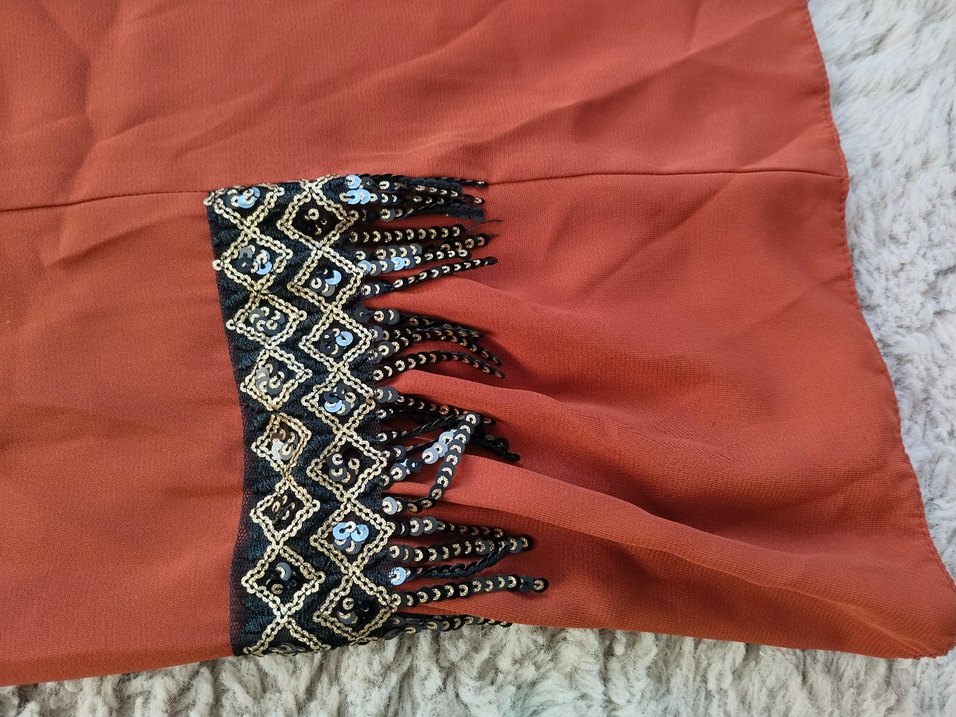 Boncuk İşlemeli Kahverengi Bohem Tunik - Görsel 4