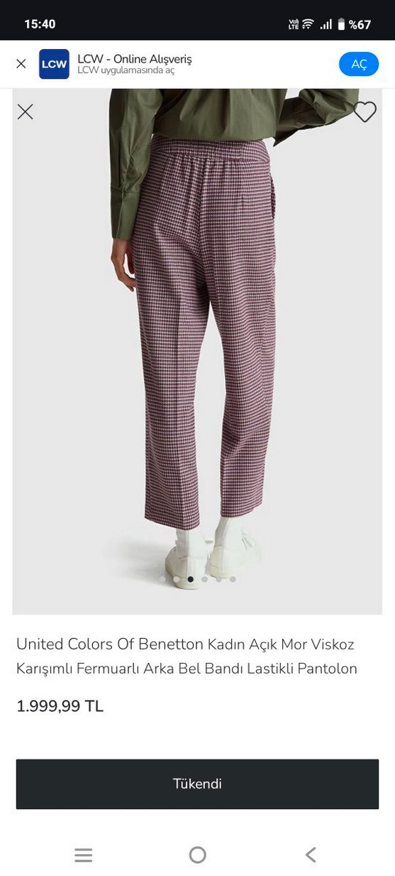 Kareli Kadın Pantolon - Görsel 2