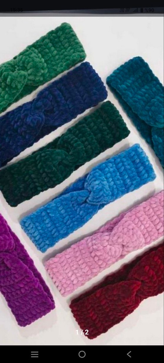 Pembe El Örgüsü Kadın Saç Bandı-Bandana - Görsel 4