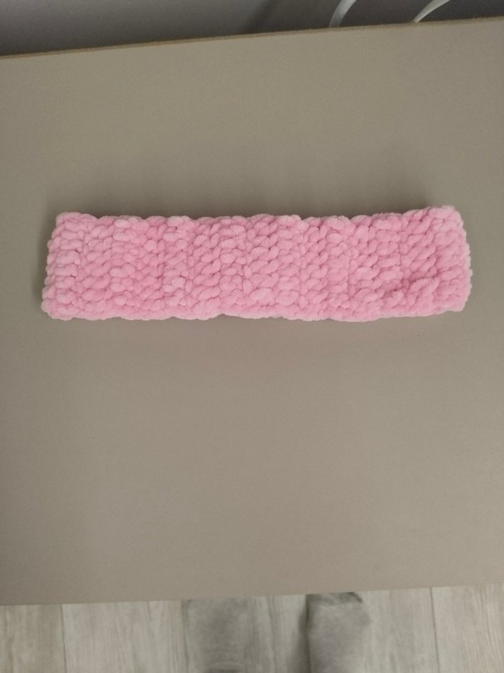 Pembe El Örgüsü Kadın Saç Bandı-Bandana - Görsel 2