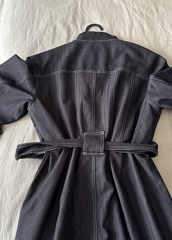 Fahhar Kadın Gri Denim Kemerli Tulum - Görsel 3