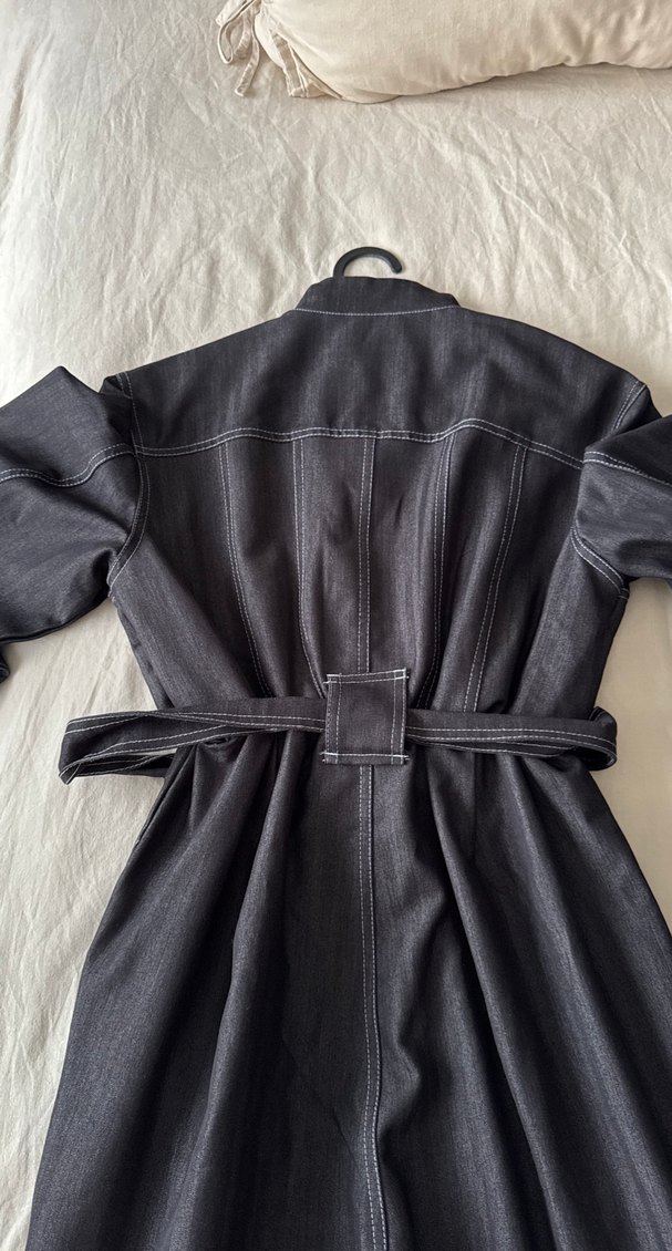 Fahhar Kadın Gri Denim Kemerli Tulum - Görsel 3