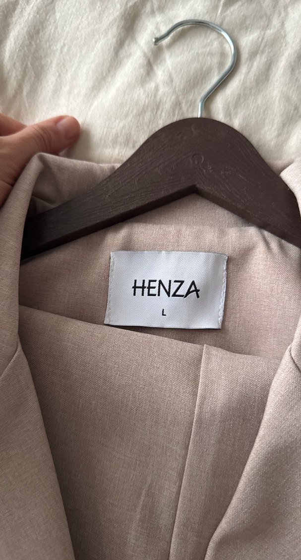 Bej Kadın Uzun Kemerli Blazer Takım  Ceket - Görsel 2