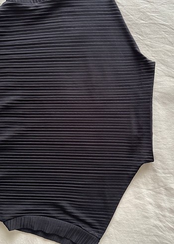 Siyah koton  Piliseli Uzun Kolsuz Elbise - Görsel 3