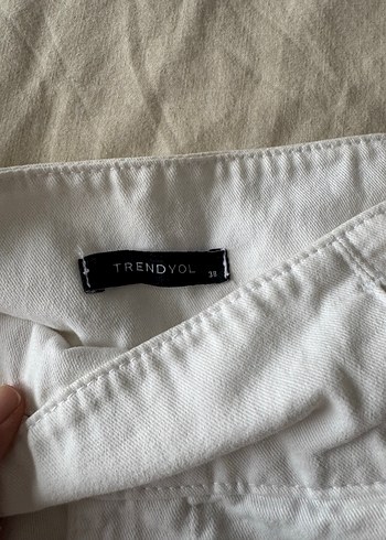 Beyaz Kadın Bol Kesim Yüksel Bel Denim  Pantolon - Görsel 3