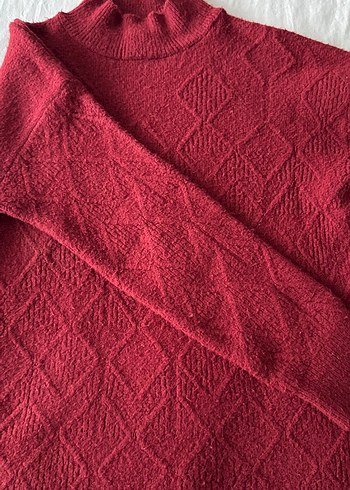 Bordo Örgü Kadın Kazak - Görsel 2