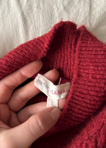 Bordo Örgü Kadın Kazak - Görsel 4