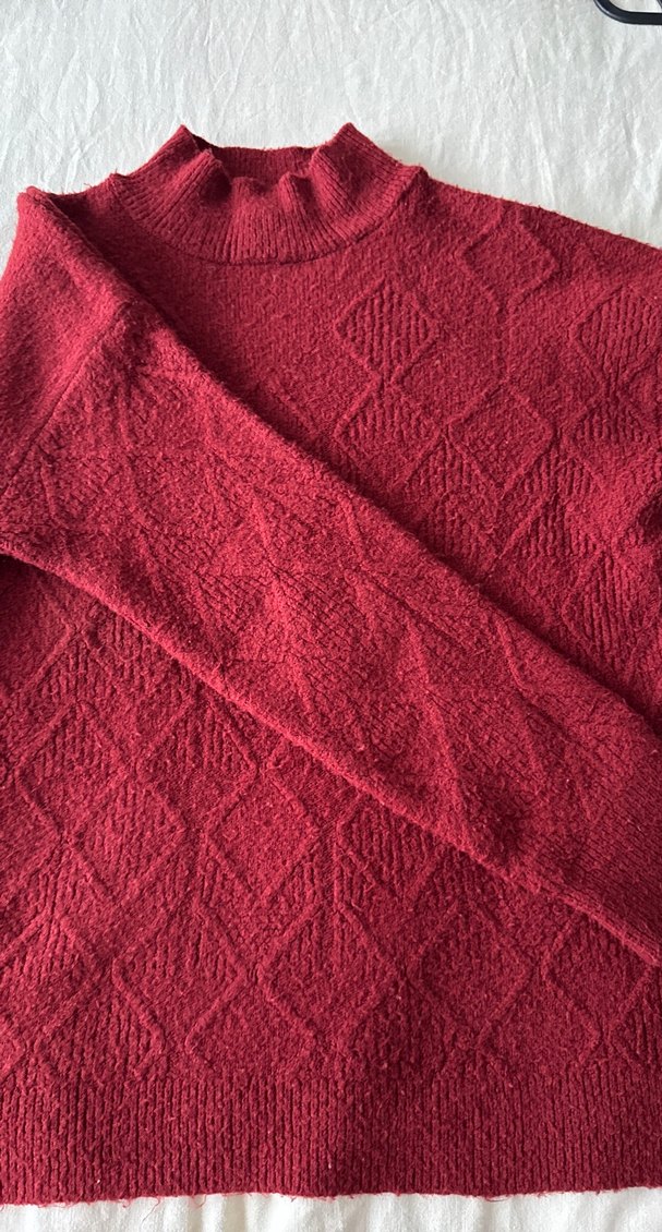 Bordo Örgü Kadın Kazak - Görsel 2