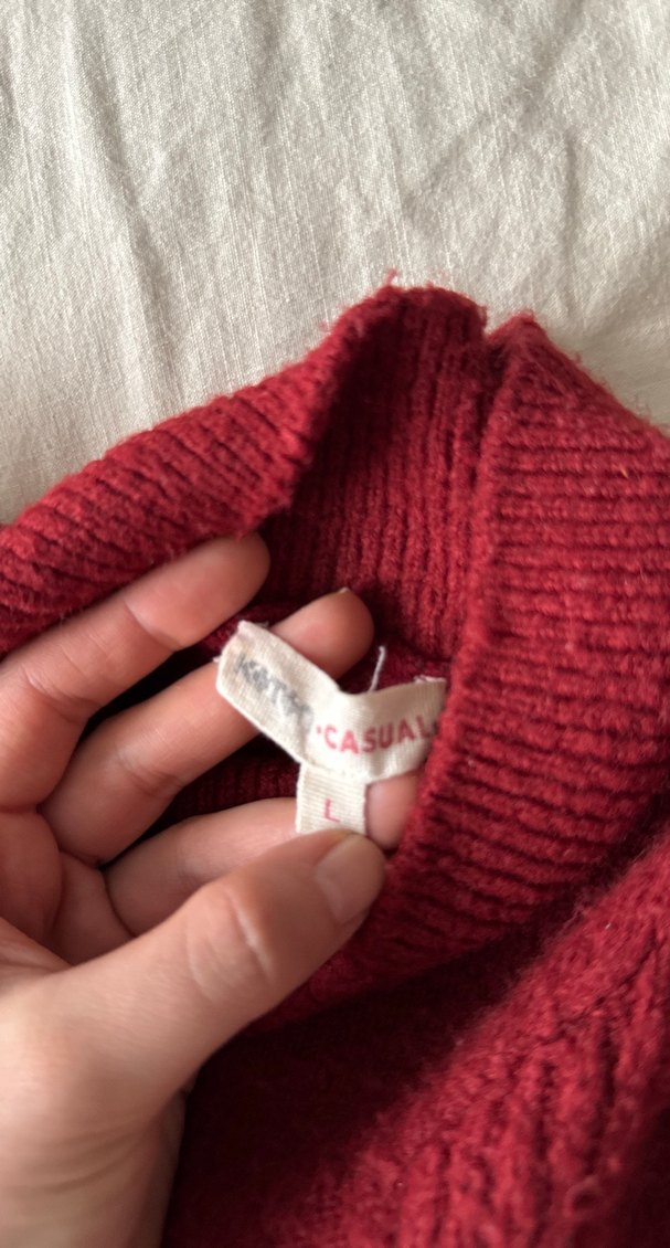 Bordo Örgü Kadın Kazak - Görsel 4