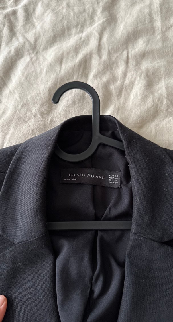 Kadın Siyah Süet Düğmeli Ofis Ceketi - Görsel 4