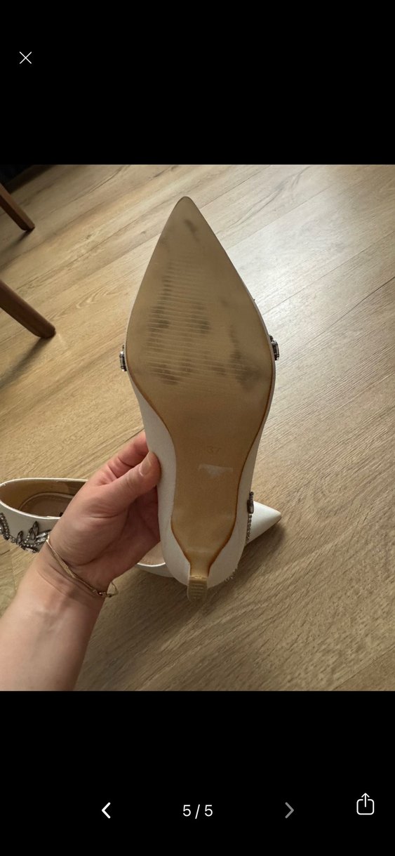 DERİNET İnci İşlemeli Beyaz Topuklu Kadın Ayakkabı - Görsel 5