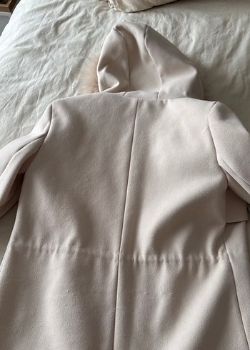 Bej Midi Kadın Kaban Kürklü Kapüşonlu - Görsel 2