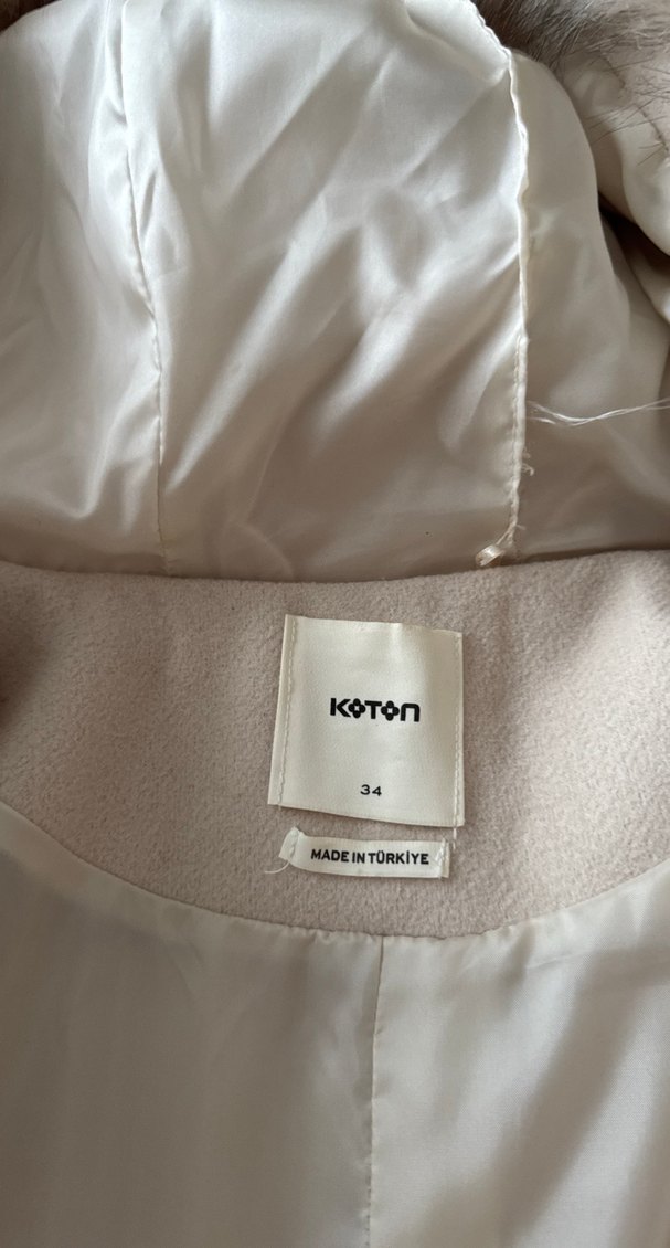 Bej Midi Kadın Kaban Kürklü Kapüşonlu - Görsel 3