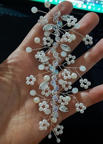 İncili Kristal Boncuklu Gelin Saç Tokası