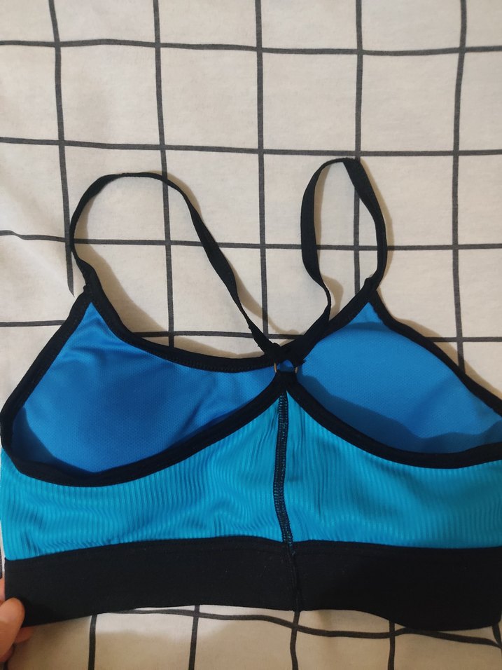 Siyah Detaylı Mavi Mini Spor Sütyeni - Görsel 2