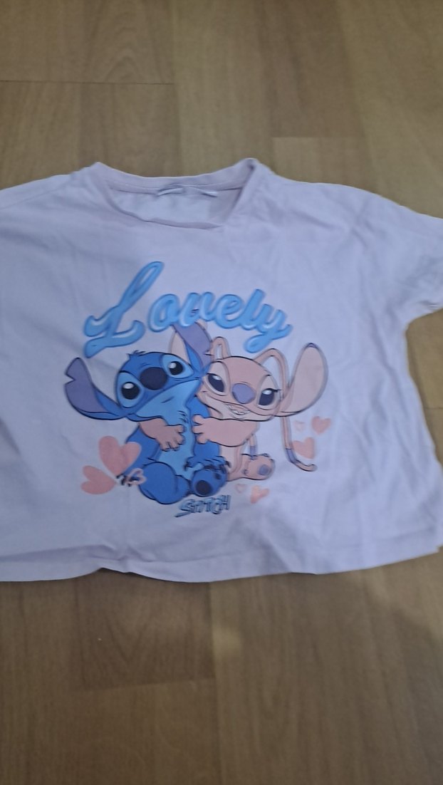 Kız Çocuk Beyaz Dantel Detaylı Baskılı Tişört - Görsel 2