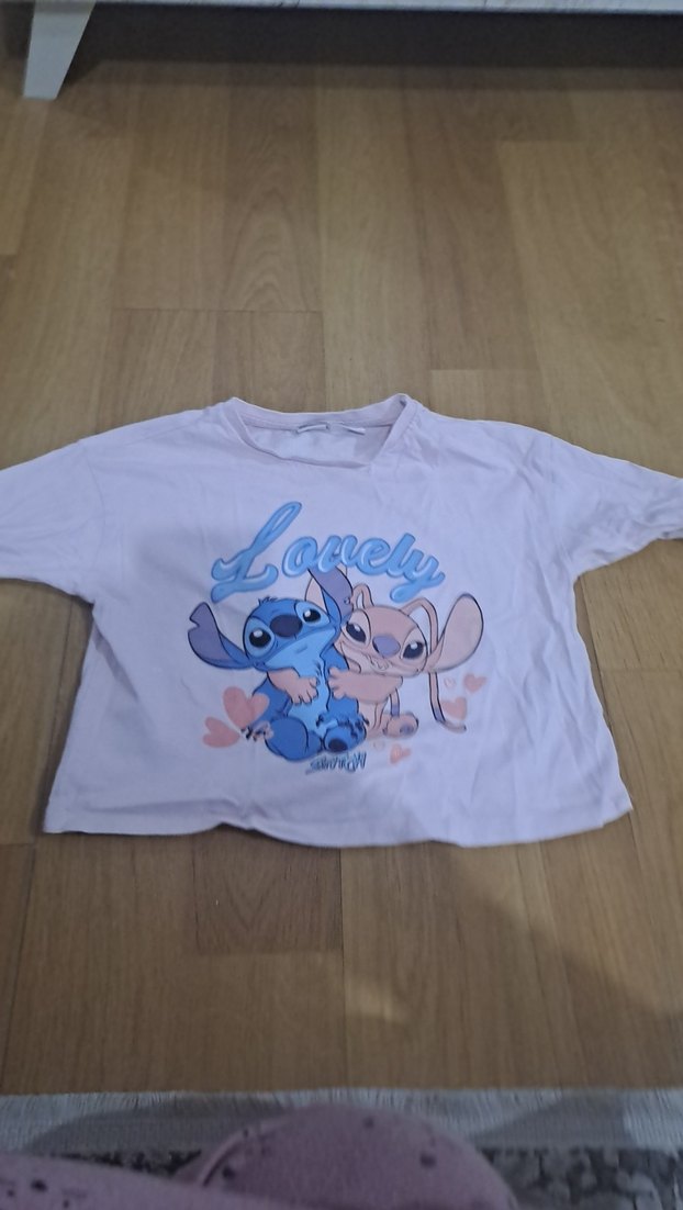 Kız Çocuk Beyaz Dantel Detaylı Baskılı Tişört - Görsel 4